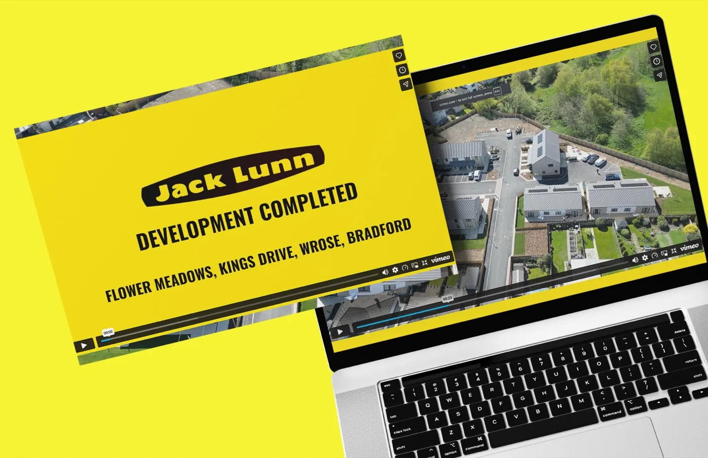 The Jack Lunn drone video of the completed Flower Meadows development at Wrose, Bradford, filmed by Halizona